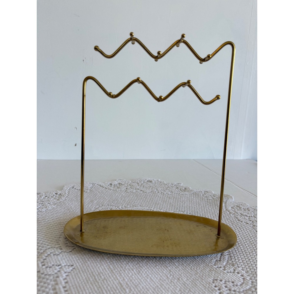 Urban Outfitters Gold Wavy Jewelry Stand Hammered Metal Tray Organizer 58323544